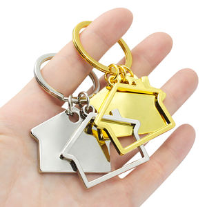 Porte-clés personnalisé de haute qualité avec logo gravé, pour agent <span class=keywords><strong>immobilier</strong></span>, porte-clés en métal vierge en forme de maison, sublimation - Product Image 1