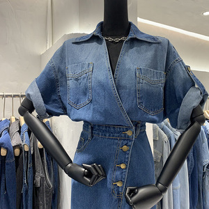 Nuevo <span class=keywords><strong>Vestido</strong></span> de Mezclilla Casual a la Moda con Solapa, Bolsillo y Botones para <span class=keywords><strong>Mujer</strong></span>, Vestidos Formales 2023, Estilo Cowboy Urbano de Verano, Vestidos Largos para <span class=keywords><strong>Mujer</strong></span> - Product Image 3