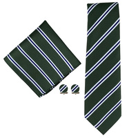 Suministro Directo de Fábrica en Stock: Corbata, Pañuelo de Bolsillo y Gemelos de Poliéster a Rayas Multicolor para Hombre, Modelo 2025, para Negocios y Viajes