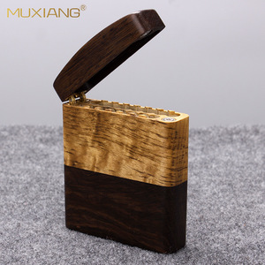 Muxiang Wooden Cigarette Case 15 Pack Flip Top Rectangular Portable Men's Cigarette Holder With Engraved Logo - Product Image 3