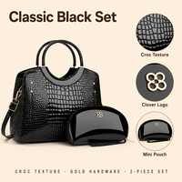 Sac à main mère-enfant à motif serpent en cuir PU brillant – Sac de style grande capacité, souple et tendance, à porter à l'épaule ou en bandoulière