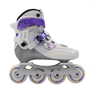 <span class=keywords><strong>Pattini</strong></span> in Linea in Fibra di Carbonio per Adulti, Leggeri, con Schiuma Memory, Supporto CNC, <span class=keywords><strong>Pattini</strong></span> da Esterno Bianchi e Viola - Product Image 1
