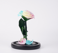 Nouvelle conception - Rose éternelle sous cloche en verre - Fleur éternelle faite à la main - Cadeau romantique pour la Saint-Valentin ou un anniversaire