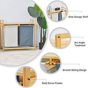 <span class=keywords><strong>Cesta</strong></span> <span class=keywords><strong>de</strong></span> lavandería <span class=keywords><strong>de</strong></span> bambú Estantes-Marco separador deslizante <span class=keywords><strong>de</strong></span> 2 secciones <span class=keywords><strong>Cesta</strong></span> <span class=keywords><strong>de</strong></span> lavandería para baño Clasificador <span class=keywords><strong>de</strong></span> <span class=keywords><strong>ropa</strong></span> sucia Organizador - Product Image 3
