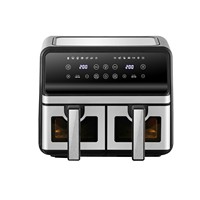 Friteuse à air intelligente multifonctionnelle personnalisée OEM de 10 litres four carré sans huile numérique double de haute qualité en acier inoxydable vente en gros