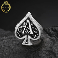Huiyue Wholesale Hip Hop Fashion Black Heart Design Poker Spades Lucky Handsome Mans Ring