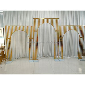 C-025ที่นิยมราคาถูกจัดงานแต่งงานโลหะโค้งทอง Shinny กรอบฉากหลังยืนสำหรับการตกแต่งงานแต่งงานเวที - Product Image 5