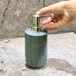 Ensemble de vanité en céramique gris <span class=keywords><strong>ardoise</strong></span> haute brillance 4 pièces avec pompe chromée pour maison contemporaine et espace de lavage d'hôtel - Product Image 5