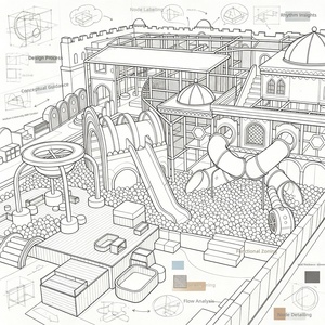 Aoleao Aire de jeux intérieure personnalisée Nuits arabes, labyrinthe, piscine à balles, toboggan, filet d'escalade pour enfants, jeux souples certifiés CE TUV CPC - Product Image 3