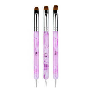 Ensemble de pinceaux de nettoyage et de stylos à points pour manucure française avec manche en bois rouge et embouts de précision # 10 # 12 # 14 # 16 Nail Art - Product Image 2