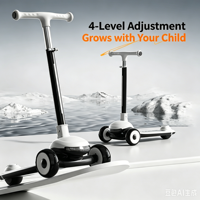 Trottinette pliable en alliage d'aluminium à 3 roues pour enfants, avec frein arrière, roues en PU réglables, pour filles et garçons, idéale pour l'extérieur