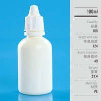 Bouteille en plastique PE opaque blanche de 5 ml, 10 ml, 15 ml, 20 ml, 30 ml, 50 ml, 100 ml avec embout et bouchon inviolable blanc pour gouttes ophtalmiques, flacons compte-gouttes de 50 ml