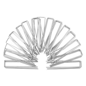 Membrana de Control de Malezas con Estacas de Acero de Aleación en Forma de U de 3 pulgadas/150 mm para Fijar Redes de Césped Artificial - Product Image 1