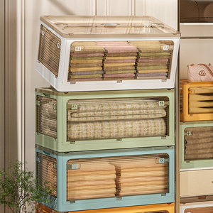 Boîte <span class=keywords><strong>de</strong></span> <span class=keywords><strong>rangement</strong></span> pliable extra-large, organisateur en plastique, placard, vêtements, literie, accès cinq côtés, conteneur à jouets avec roulettes - Product Image 2