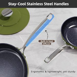 Nouvelle version du fabricant: <span class=keywords><strong>Batterie</strong></span> <span class=keywords><strong>de</strong></span> <span class=keywords><strong>cuisine</strong></span> 14 pièces en aluminium revêtue <span class=keywords><strong>de</strong></span> céramique, essentiels <span class=keywords><strong>de</strong></span> <span class=keywords><strong>cuisine</strong></span> durables <span class=keywords><strong>pour</strong></span> les tables <span class=keywords><strong>de</strong></span> cuisson à <span class=keywords><strong>induction</strong></span> - Product Image 4