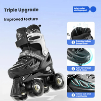 Patins à roulettes à double rangée et quatre roues, taille ajustable, design lumineux, pour enfants, hommes, femmes et adultes, pour le sport en plein air