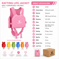 Gilet de flottabilité en néoprène pour enfants et jeunes, 120-150N, réglable, pour rafting en eaux vives, kayak, canyoning, sports nautiques