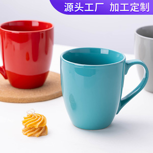 แก้วเซรามิคทรงกลองขนาดใหญ่ สีแดง เทา น้ำเงิน แก้วเดี่ยวสำหรับกาแฟ ชา ของขวัญ - Product Image 4