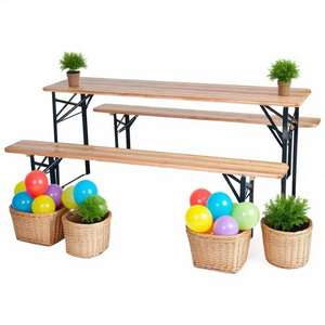 Set Tavolo e Panca <span class=keywords><strong>da</strong></span> Birreria Pieghevole <span class=keywords><strong>in</strong></span> <span class=keywords><strong>Legno</strong></span> per Picnic, Cortile, Feste ed Eventi all'Aperto - Product Image 6