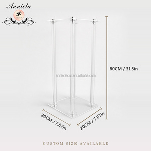 Supporto per centrotavola quadrato in acrilico ANNIELU, trasparente, staccabile, 80 cm, per decorazioni di matrimoni, tavoli, corsie e pavimenti. - Product Image 2