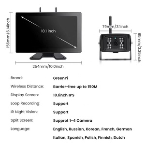 GreenYi 10 ''AHD Digital Wireless DVR Recorder <span class=keywords><strong>Caméra</strong></span> <span class=keywords><strong>de</strong></span> <span class=keywords><strong>recul</strong></span> avec moniteur WiFi <span class=keywords><strong>pour</strong></span> camion/<span class=keywords><strong>remorque</strong></span>/bus/camping-car/pick-up - Product Image 4