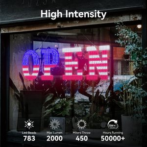 40 In X 14 In American Flag Led Open Sign With <b>Remote</b> <b>Control</b> Dimmable Brightness Flash Modes Easy Hang - Product Image 3