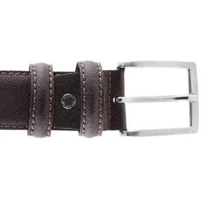 Thắt lưng nam da Saffiano màu nâu sang trọng, kiểu dáng mới của thương hiệu thiết kế Ý, khóa hợp kim, nhiều màu sắc - Product Image 4