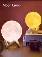 Veilleuse LED 3D créative moderne de style européen, 10 cm, blanc chaud, forme de lune, ABS, alimentation USB E26, intensité réglable, pour chambre romantique
