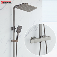 SANIPRO laiton chromé mural thermostatique colonne de douche de pluie ensemble de douche pour salle de bain
