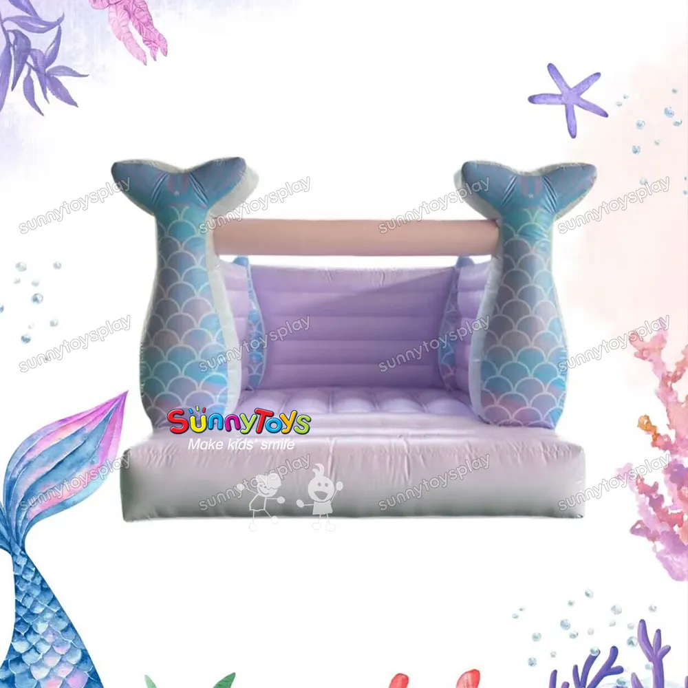 new design PVC commercial bounce house Mermaid pastel colors bouncy castle for kids party