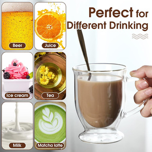 Tasses en <span class=keywords><strong>verre</strong></span> à double paroi de 11 oz/320 ml, compatibles lave-vaisselle et micro-ondes, pour thé, latte, cappuccino, expresso, boissons chaudes et froides - Product Image 6