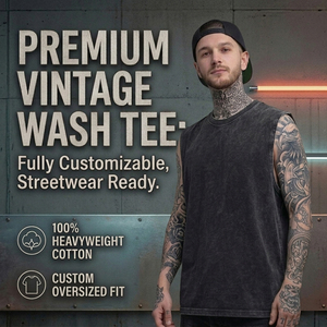 Camiseta sin mangas para hombre de algodón 100% de alto gramaje con lavado ácido, estilo vintage streetwear, corte holgado, retro, tipo muscle tee, ropa masculina - Product Image 1