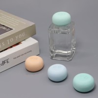 Nouvelle conception de diffuseur de roseau d'aromathérapie rond en verre transparent bouteille de parfum en verre diffuseur de roseau à capuchon en gypse avec logo personnalisé