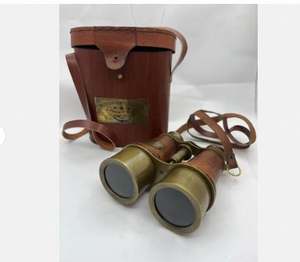 Binoculares de imitación hechos a mano, estilo antiguo, con cubierta de cuero pulido y abrillantado, correa de latón macizo, regalos - Product Image 3
