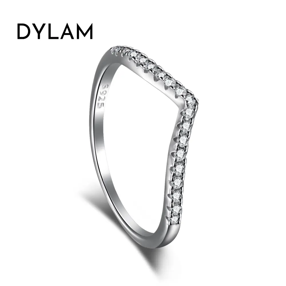 Dylam Sterling Silver Wedding Rings High Carbon Diamond 925 Silver 5AAAAA Zircon Stone Finger Ring For Women Wedding Party