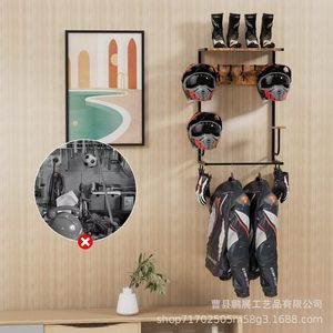 Wall Mounted Helmet <b>Rack</b> With <b>Shelf</b> 5 Layers Punch Free Storage For Motorcycle Safety Cycling Rugby Helmets And Clothes - Product Image 3