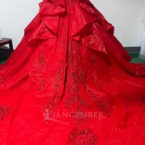 Vestidos de quinceañera rojos Wx110 para niñas de 15 años, con encaje, pedrería, falda de princesa, vestido de novia Jancember - Product Image 5