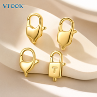 VFOOK Findings - Accessoires de fabrication de bijoux fins pour femmes, fermoirs à ressort en or massif 18 carats de haute dureté pour colliers et bracelets