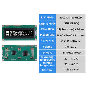 Factory Price <strong>LCD</strong> 1602VA 5V 16*2 16x2 Character <strong>Display</strong> <strong>Module</strong> With 8 BIT Black Screen LED Blacklight <strong>LCD</strong> 1602 - Product Image 5