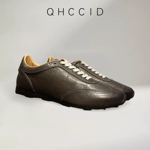 QHCCID Men's Genuine Leather Casual Shoes Brown <b>Low</b> <b>Heel</b> Lace Up Office Walking Shoes - Product Image 5
