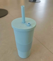 Gobelet à double paroi en plastique personnalisé avec logo, 24 oz (710 ml), réutilisable, avec paille large, pour bubble tea, café glacé, tasse de voyage