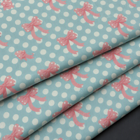 Bestseller Organischer Gekämmter 100% Baumwoll-Popeline-Stoff Niedlicher Polka-Dot-Schleifenprint für Mädchenkleider Umweltfreundlich Individuelle Bestellungen Möglich