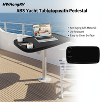 Table de bateau marine extra large en ABS avec porte-gobelets, emplacement pour téléphone, piédestal amovible, ensemble de table à manger pour camping-car, yacht