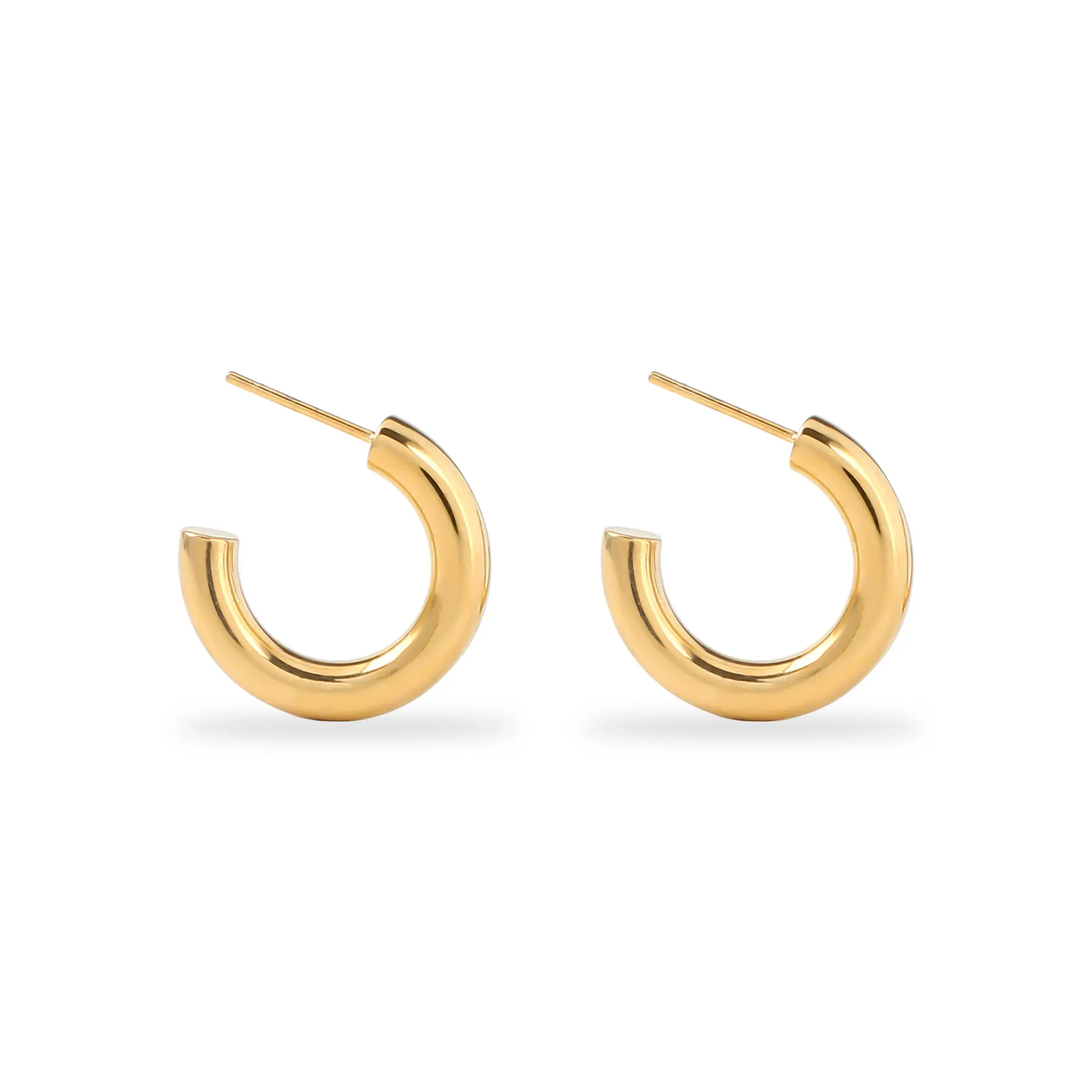 Brincos de aço inoxidável 18k ouro feminino titânio aço orelha clip geométrica circular brincos moda jóias