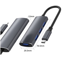 Station d'accueil Type C 4 en 1, Hub 4 ports USB 3.0 USB 2.0, Convertisseur pour ordinateur portable, Splitter Plug and Play, Extension 4 ports