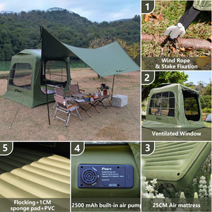 Tente <span class=keywords><strong>gonflable</strong></span> imperméable pour glamping <span class=keywords><strong>4</strong></span> <span class=keywords><strong>saisons</strong></span> avec matelas pneumatique de luxe et <span class=keywords><strong>auvent</strong></span> pour 2/<span class=keywords><strong>4</strong></span>/6 personnes adultes, camping en plein air - Product Image 5
