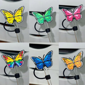 Noël silicone paille couverture topper personnalisé arbre pain d'épice <span class=keywords><strong>homme</strong></span> dessin animé paille topper charmes pour tumbers pvc ensemble attachement - Product Image 2