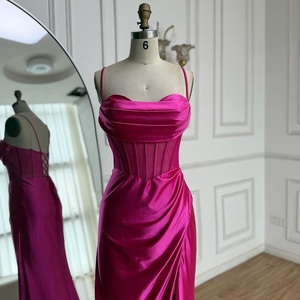 <span class=keywords><strong>Robe</strong></span> de <span class=keywords><strong>soirée</strong></span> Serene Hill 2026 LA73153, fuchsia, sirène, cœur, plissée, en satin de soie, avec bretelles spaghetti, pour bal de promo - Product Image 2
