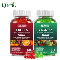 Gummies aux fruits et légumes sans sucre OEM, saveurs naturelles, complément alimentaire avec superaliments fruits et légumes