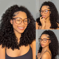 Perruque de cheveux bouclés indiens birmans bruts, perruques de cheveux humains péruviens avec dentelle frontale HD 13x4, perruque de cheveux humains vierges sans colle avec cuticules alignées